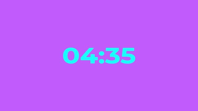 5Minute countdown animation .Digital Countdown timer one minute animation from 300to0 seconds on transparent background.5 minutes countdown timer animation.4k video green background