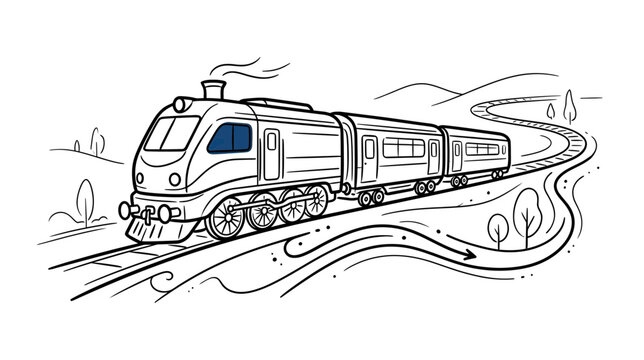 Vintage Steam Train Traveling on Scenic Railway Line