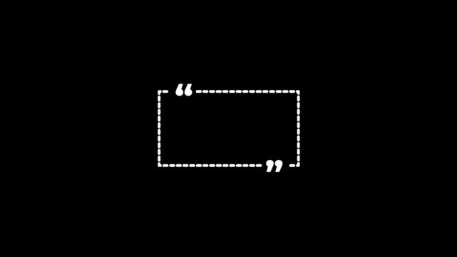 Black outline square quotation mark frame quote speech bubble. Empty square quote frame with quotation marks.