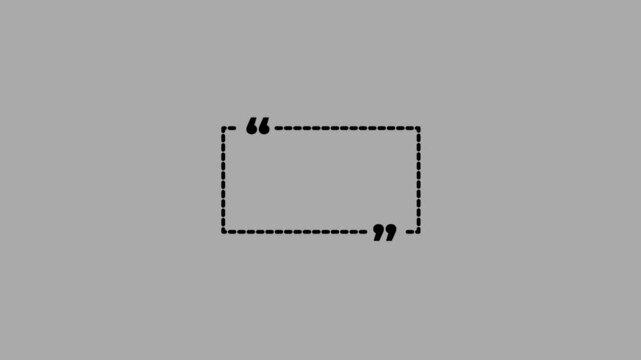 Black outline square quotation mark frame quote speech bubble. Empty square quote frame with quotation marks.