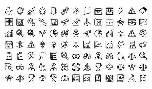SWOT Analysis Outline Icon Set Editable Stroke EPS10