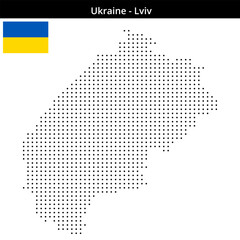 Fototapeta premium Map of Ukraine region Lviv in small size dots