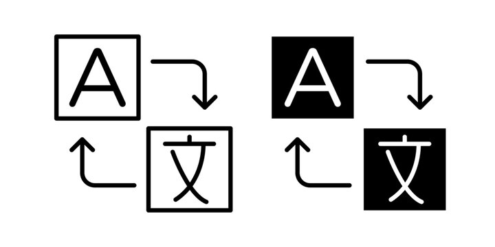 Translation Icon represents language conversion, multilingual communication, and localization with an editable outline vector illustration.