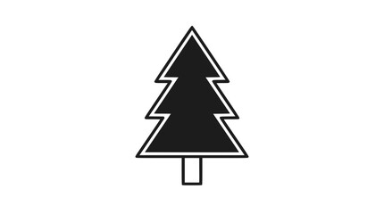 Fototapeta premium Simple Black Christmas Tree Icon, Minimalist Pine Tree Silhouette, Vector Graphic