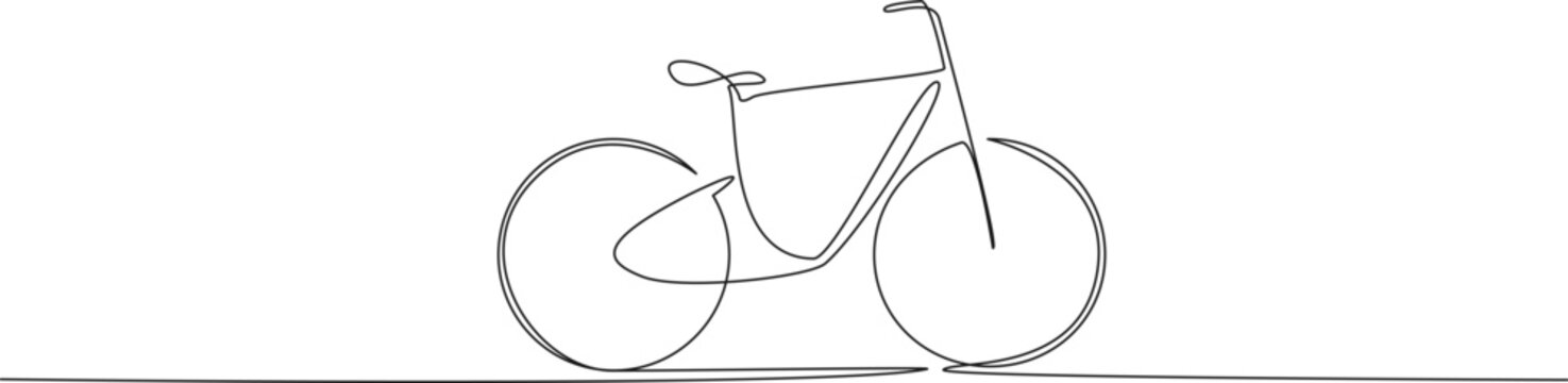 minimalist abstract continuous line drawing of a classic bicycle isolated on a white background, line art vector illustration