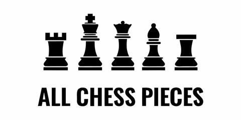 Chess Pieces Silhouette Collection On White Background © bashanti