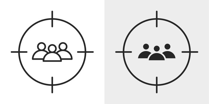 Target Team Icon represents audience targeting, team objectives, and business strategy with an editable outline vector illustration.