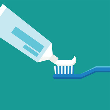 Toothpaste icon applying paste onto a toothbrush, promoting oral hygiene