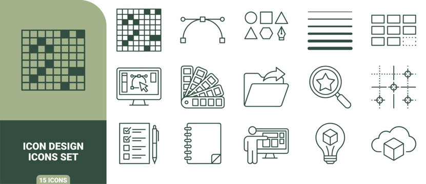 And filmmaking set, outline symbols for camera, reel, clapperboard, tripod, lens, and drone equipment
