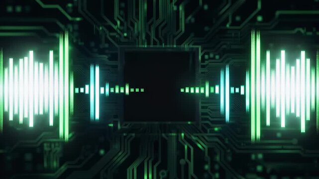 Abstract green glowing vertical strip bars digital pattern background