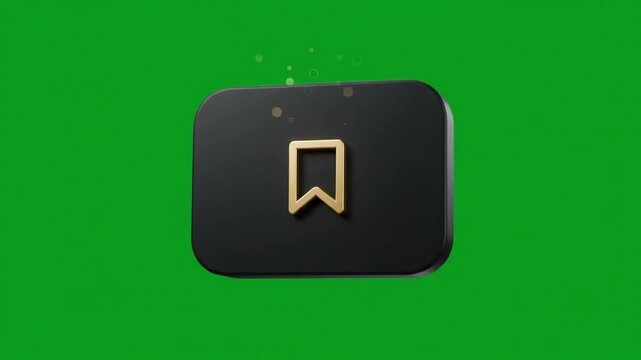 Digital Bookmark Icon Animation with Cursor Interaction and Sparkle Effect in Studio Lighting