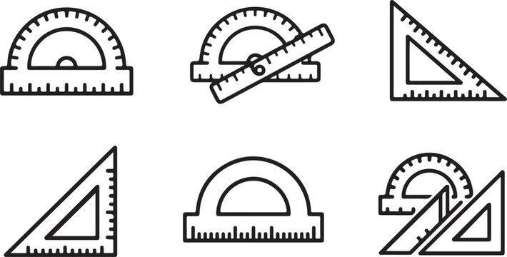 Set of six classic drafting and geometry tools illustration Vector