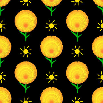 Seamless yellow flower pattern