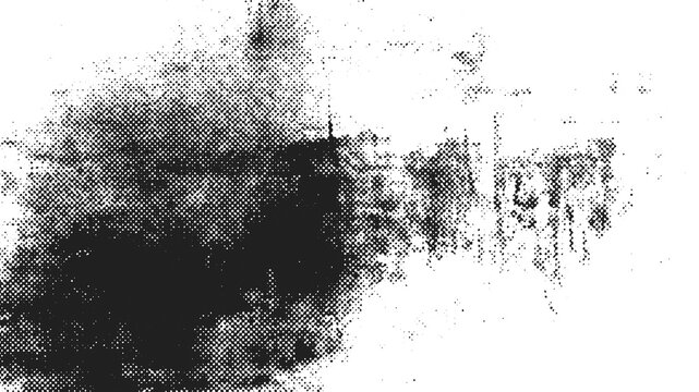 Distressed black dots dotted texture effect -  halftone gradient, distressed halftone gradient with grunge fade, isolated on transparent or white background png