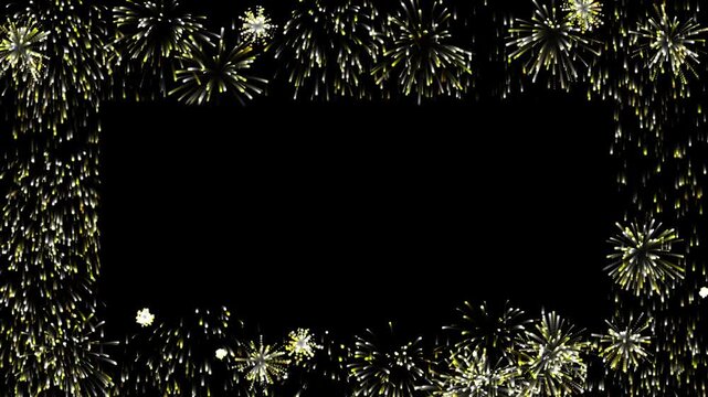 Massive Golden Fireworks Explosion Border Frame Seamless Background
