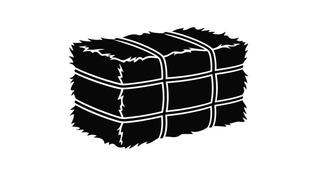 Hay bale silhouette on a white background agricultural farm element