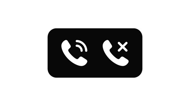 Telephone handset icons with incoming and rejected call symbols flat silhouette