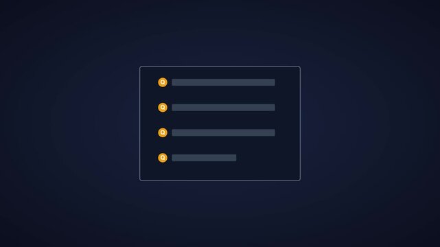 Minimalist animated checklist interface with interactive task list and checkbox ui animation 4k