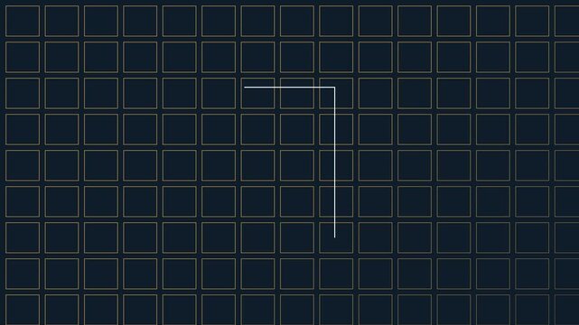 Minimalist digital interface loading animation with glowing square grid 4k background