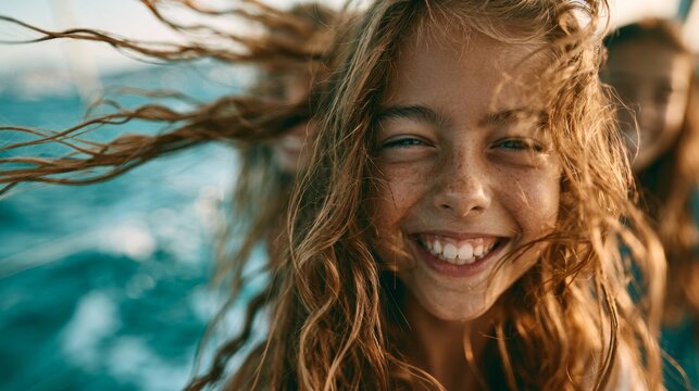 Girl enjoying her vacation on a boat.