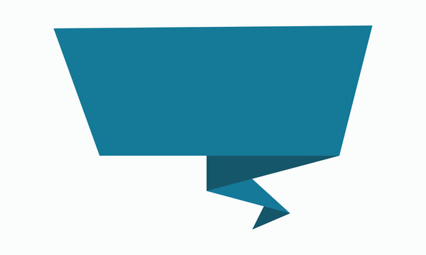 Blue origami-style speech bubble with a folded paper effect, excellent for quotes, notices, or creative web elements, vector illustration with depth and shadow.