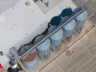 Aerial View of Industrial Storage Silos and Logistics Warehouse Facility in Goole UK © Liam Carter