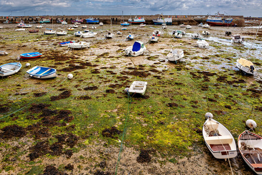 The coastal landscape and the harbour at Cleder in Brittany

