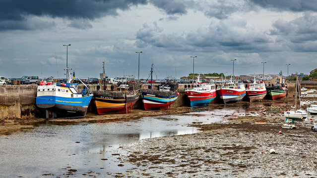 The coastal landscape and the harbour at Cleder in Brittany
