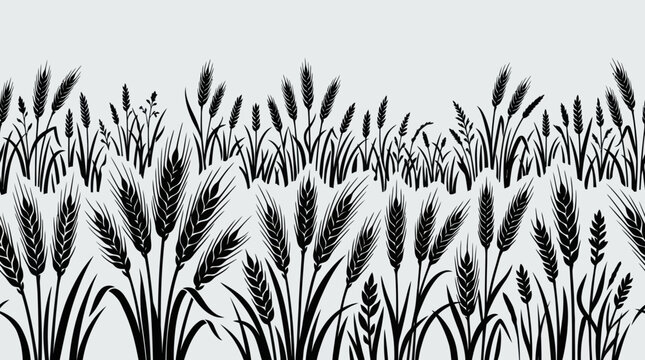 Wheat field silhouette border