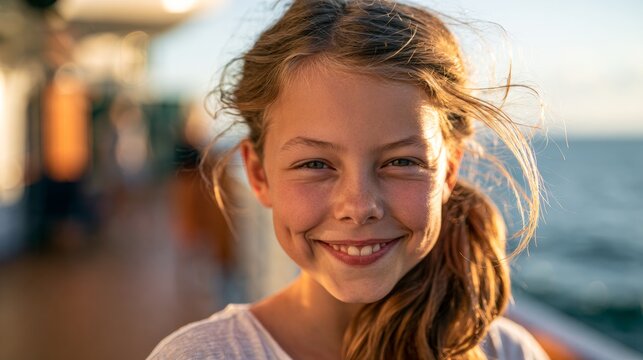 Girl enjoying her vacation on a boat.