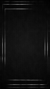 Dark futuristic hexagon border template silver frame lines, shadowed panels, wide copy space. cyber interfaces, corporate titles, data screens, technology promos, broadcast graphics, sleek backgrounds