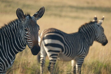 Two Zebras in Dry African Grassland © Johandre