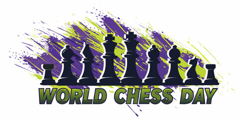 Black Chess Pieces With Brushstroke Background And Text Illustration © Etika
