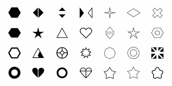 Geometric Shapes Collection Black Silhouettes On White Background