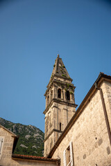 Fototapeta premium Steeple of St Nicholas Church, in Perast, Montenegro