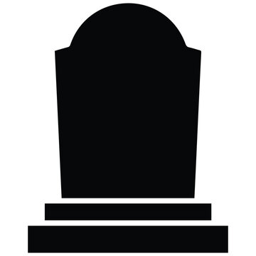 Single grave tombstone headstone silhouette vector illustration line art on white surface.