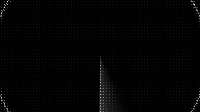 Radar Sonar Halftone Pulse Animation Loop With Expanding Radial Wave, Interactive Dot Grid Ripple Effect, Rotating Scan Sweep Beam, Black Background Abstract VJ Motion Graphics