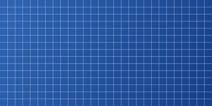 Grid lines background template. Blue gradient blueprint math squared graph paper texture, architectural engineering planner worksheet graphic element vector.