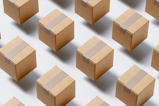 The Cardboard Boxes in a Repeating Diagonal Pattern of Parcel Packaging