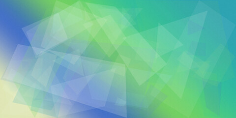 Fototapeta premium Abstract geometric gradient background with blue, green, and teal low-poly facets, calm futuristic mood, ideal for technology, design, and promotional layouts with copy space.