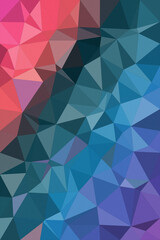 Obraz premium Abstract polygon geometric background blending pink, blue, and purple facets for a modern, energetic tech or creative design backdrop.