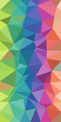 Obraz premium Vibrant abstract geometric polygon background in rainbow hues, blending green, blue, purple, and pink for creative design, branding, and presentation use.