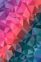 Fototapeta premium Colorful geometric polygon pattern fills the frame with a modern pink and blue gradient, creating a bold abstract backdrop for design and technology projects.