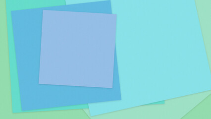 Minimal stacked blank paper sheets in soft blue and teal create a calm, modern look with copy space for announcements, stationery, or presentation design.