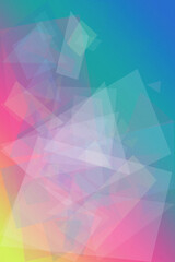 Obraz premium Abstract geometric gradient background with soft blue, pink, and neon hues, featuring faceted polygon shapes in a clean modern style for design and web use.