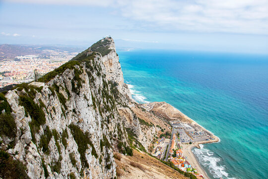 Rock of Gibraltar Overlooking the Mediterranean Sea