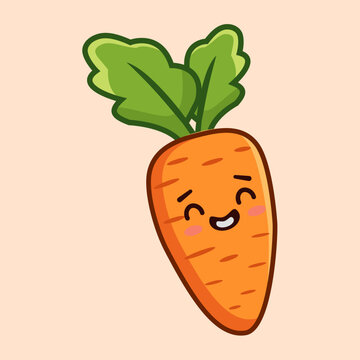 Happy Smiling Orange Carrot Mascot Cartoon Design
