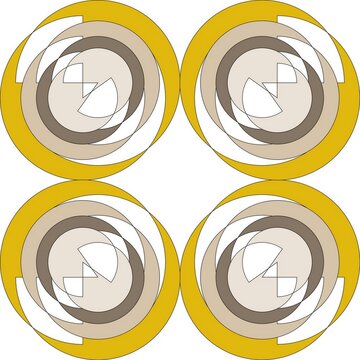 Mustard yellow and smooth beige geometric interlocking circles abstract pattern