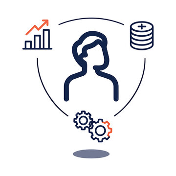 Business concept Icons Featuring A Human Head Silhouette And Data Graphics