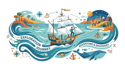 Nautical Exploration and Maritime Adventure Journey Illustration © Tom